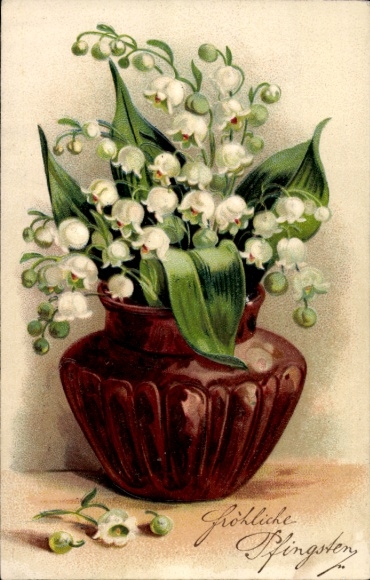 Postcard Congratulations Pentecost, Lily of the Valley