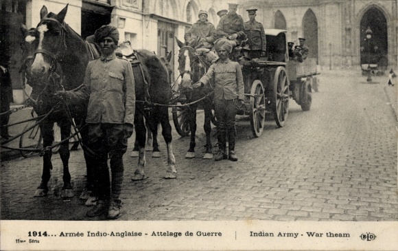 CPA Armée Indio-Anglaise, Attelage de Guerre, 1914