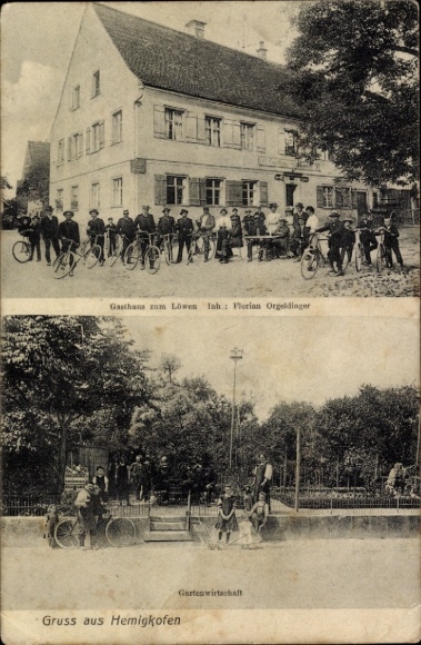 Ak Hemigkofen Kressbronn am Bodensee, Gasthaus zum Löwen, Gartenwirtschaft