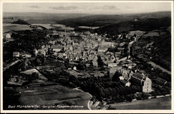 Postcard Bad Münstereifel in North Rhine-Westphalia, long shot, aerial photo