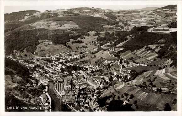 Postcard Zell im Wiesental, aerial photograph