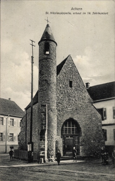 Postcard Achern Black Forest, St. Nicholas Chapel