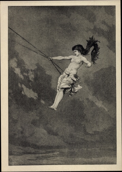 Artist Postcard Klinger, Max, On the swing, rescues of Ovid victims