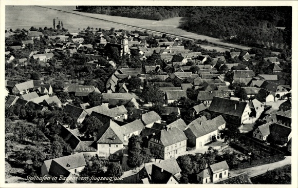 Ak Stollhofen Rheinmünster am Rhein, Fliegeraufnahme