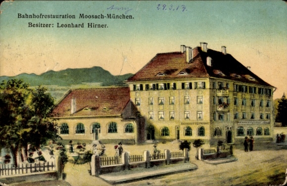 Ak Moosach München Bayern, Bahnhofrestauration