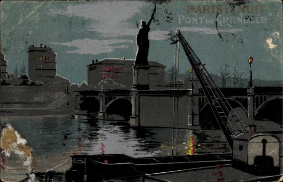 Ansichtkaart Parijs XV, Pont de Grenelle, la Nuit