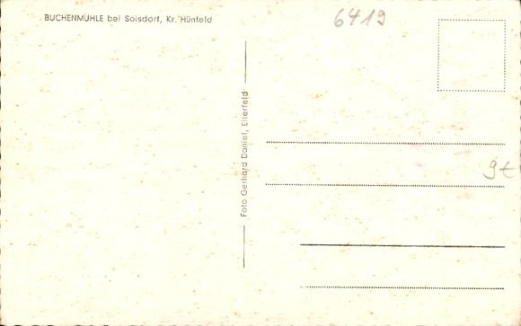 Postcard Soisdorf Eiterfeld in Hesse, old beech mill on the zone border