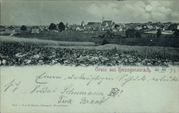 Moonlight Postcard Herzogenaurach in Middle Franconia, general view