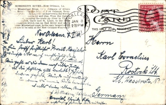 Postcard Boat, Mississippi River-New Orleans