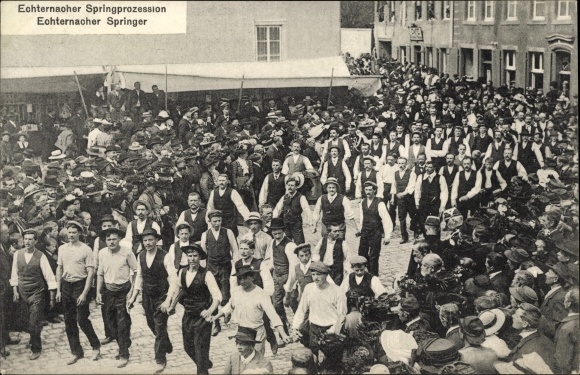 Postcard Echternach Luxembourg, Spring Procession, Echternach Springer