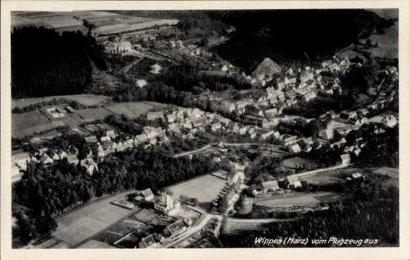 Postcard Wippra Sangerhausen am Harz, aerial photograph