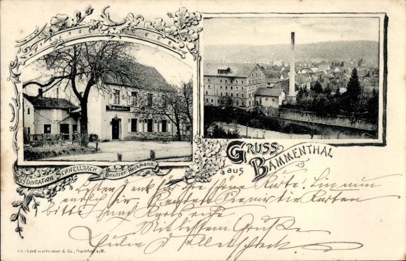 Postcard Bammental in Baden, Restoration, Panorama