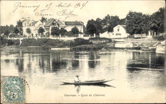 Postcard Gournay sur Marne Seine Saint Denis, Quai de Chetivet