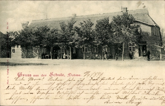 Postcard Ostseebad Dahme in Holstein, school, building