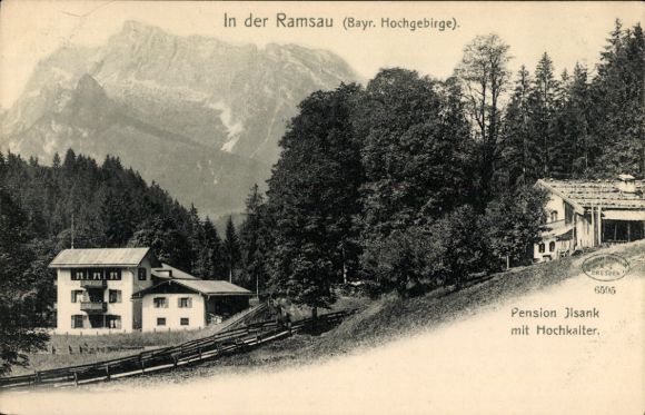 Postcard Ilsank Bischofswiesen Upper Bavaria, In der Ramsau, Pension Ilsank, Hochkalter