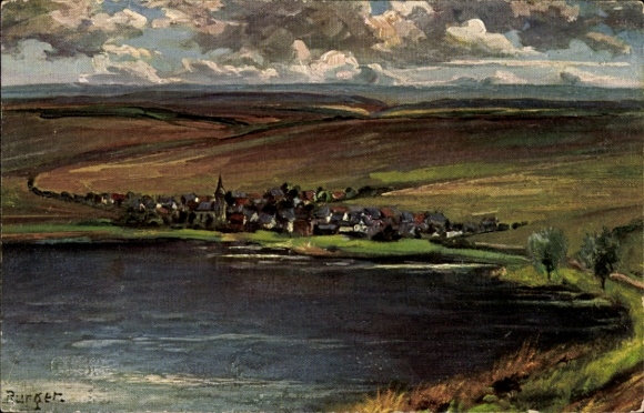 Artist Postcard Rurger, Schalkenmehren in the Eifel, Schalkenmehrener Maar