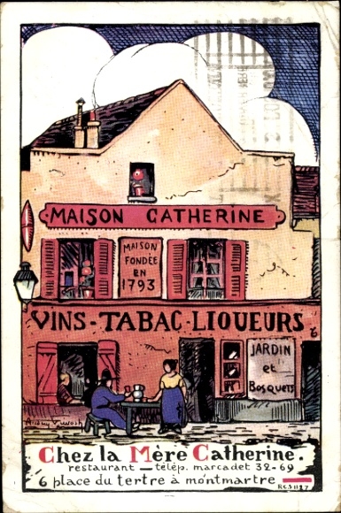 Artist PC Paris XVIII, Restaurant Chez la Mere Catherine, Place du Tertre in Montmartre