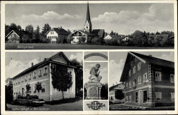 Ak Heiligkreuz Trostberg in Oberbayern, Warengeschäft, Gastwirtschaft Jos. Lechner, Totalansicht
