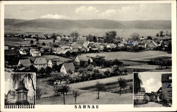 Postcard Sarnau Lahntal, general view, monument