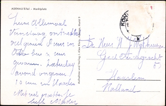 Postcard Adenau in the Eifel, market square