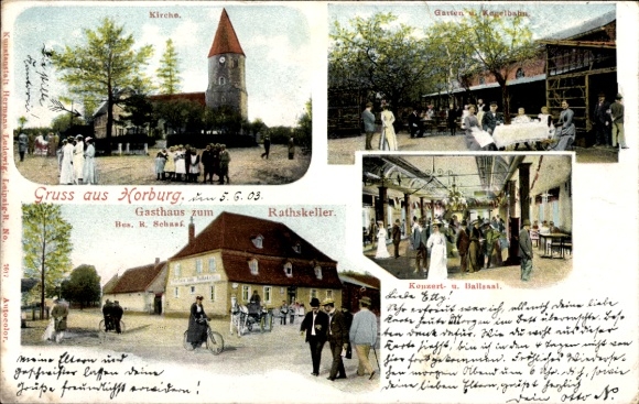 Ak Horburg Maßlau Leuna an der Saale, Gasthaus zum Ratskeller, Kirche