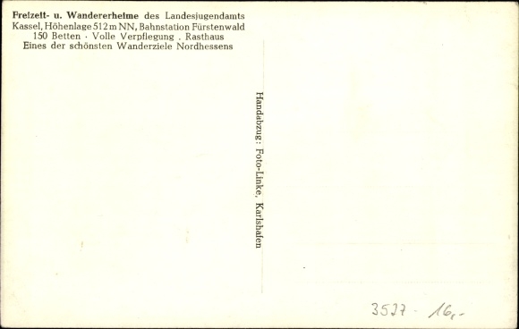 Postcard Dörnberg Habichtswald in Hesse, youth camp on the Dörnberg