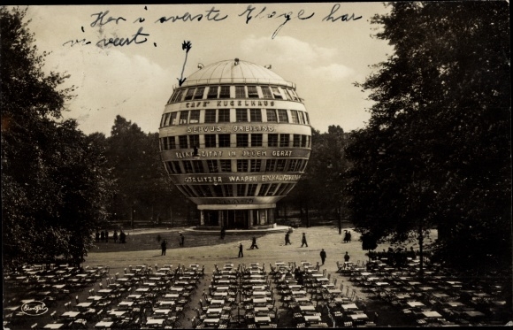 Postcard Dresden, The ball house seen from the concert garden, annual show of German work