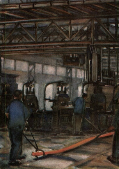 Postcard Linke Hofmann Lauchhammer AG, pipe drawing, 200th anniversary Lauchhammer