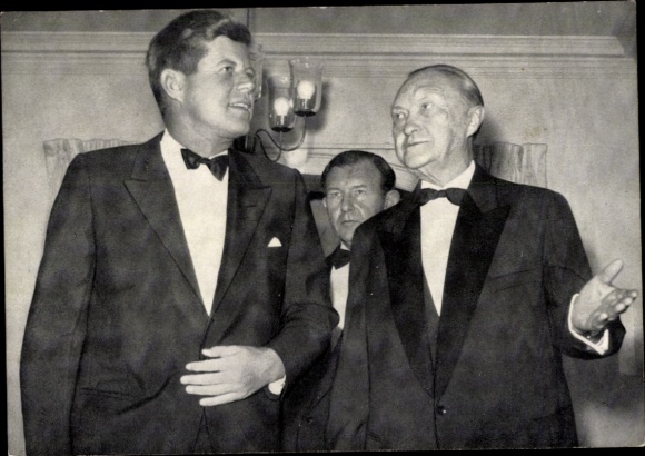 Ak John F. Kennedy, 35. Präsident der Vereinigten Staaten, Bundeskanzler Konrad Adenauer