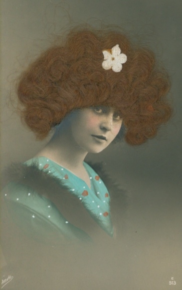 Real hair Postcard portrait of a woman