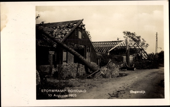 Postcard Borculo Gelderland, storm disaster 10 August 1925, Bagendijk