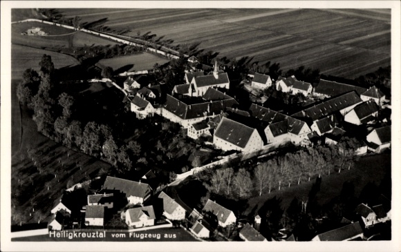 Postcard Heiligkreuztal Altheim, aerial photograph