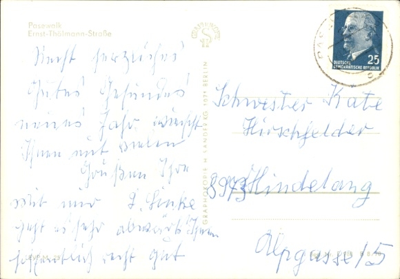 Postcard Pasewalk ad Uecker, residential area in Ernst Thälmann Straße