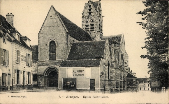 Ak Étampes Essonne, Eglise Saint-Gilles, Gebäude, Schriftzug Alarry