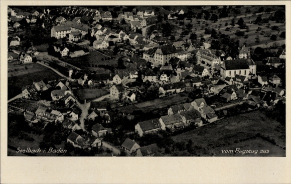 Postcard Seelbach Baden Württemberg, aerial photograph