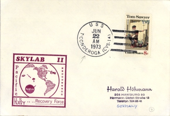 Brief Raumfahrt USA, Skylab 2, USS Ticonderoga