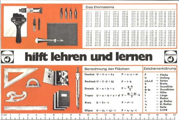 Dienstregeling Brause tekentoestellen, helpt bij het onderwijzen en leren, rond 1970