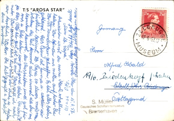 Ak Dampfer TS Arosa Star, Arosa-lijn