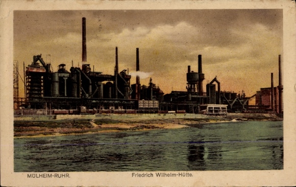 Postcard Mülheim an der Ruhr, Friedrich Wilhelm Hütte, chimneys