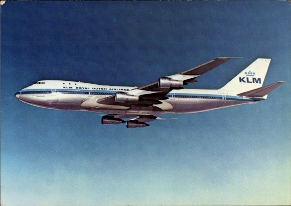 Postcard passenger aircraft, KLM, Boeing Jumbo Jet 747 B