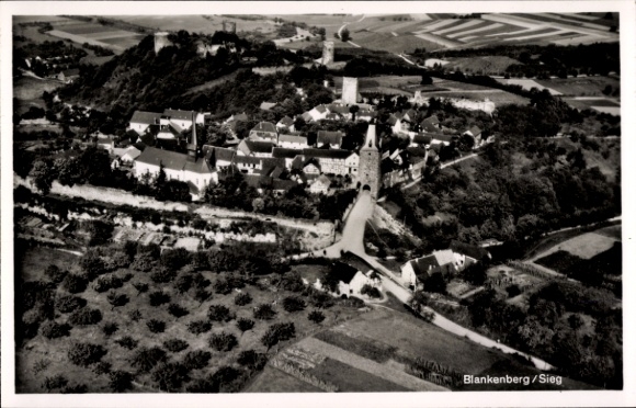 Postcard Blankenberg Hennef an der Sieg, aerial photograph