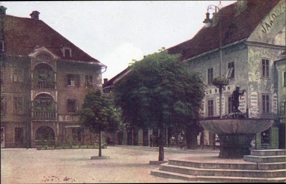 Postcard Sankt Veit an der Glan Carinthia, square with fountain