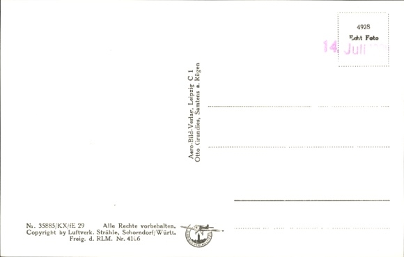 Postcard Samtens on Rügen, aerial photograph