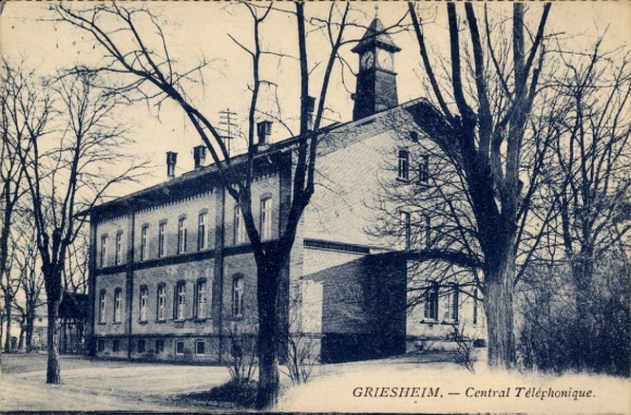 Postcard Griesheim near Darmstadt, Griesheimer Sand, military training area, telephone exchange