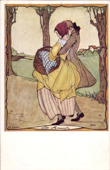 Kunstenaars Ak Cramer, Rie, Le Temps Jadis, geliefden, Les Amants