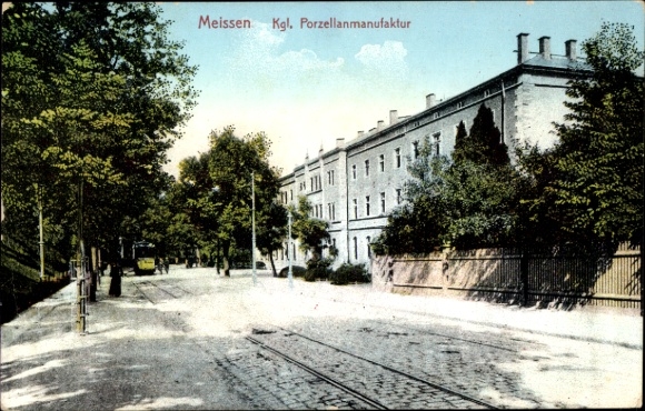 Postcard Meissen on the Elbe, Porcelain Manufactory