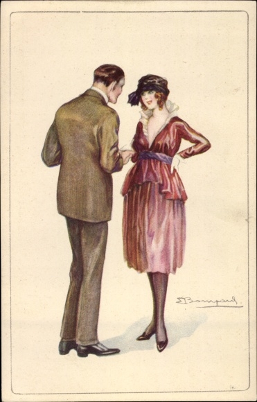 Artist PC Bompard, S., Young woman and man in conversation