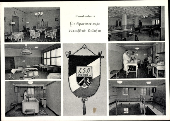 Postcard Hellersen Lüdenscheid in the Märkisches Kreis, hospital for sports injuries, LSB Sporthilfe eV.