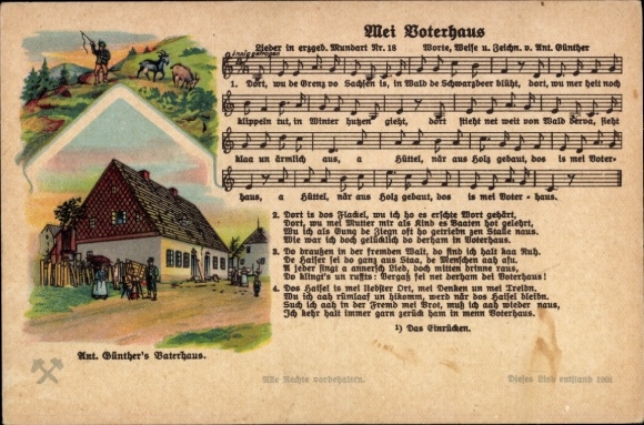 Artist Song Postcard Günther, Anton, Gottesgab, My Father's House, Dialect No. 18
