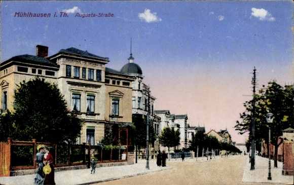 Postcard Mühlhausen in Thuringia, Augusta-Straße